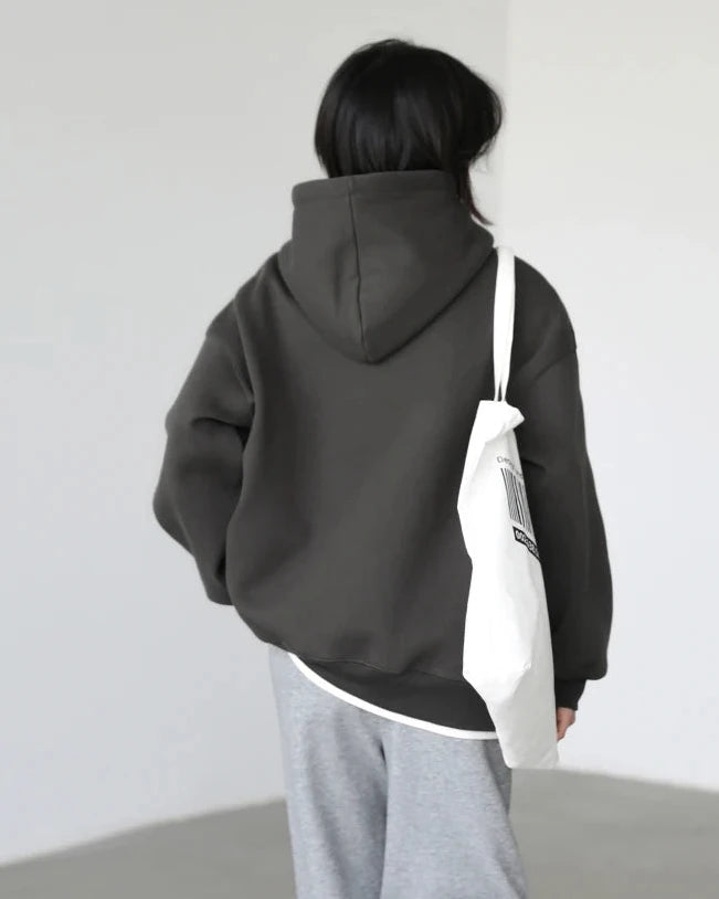 Loose Fleece Lined Hooded Pullover
