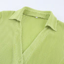 Pleated Long Sleeve Shirt And Pants Set