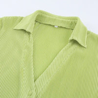 Pleated Long Sleeve Shirt And Pants Set