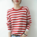 Round-Neck Wool Striped Pullover Sweater