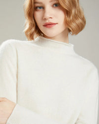 Wool Mock Neck Knit Pullover Sweater