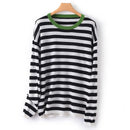Round-Neck Wool Striped Pullover Sweater