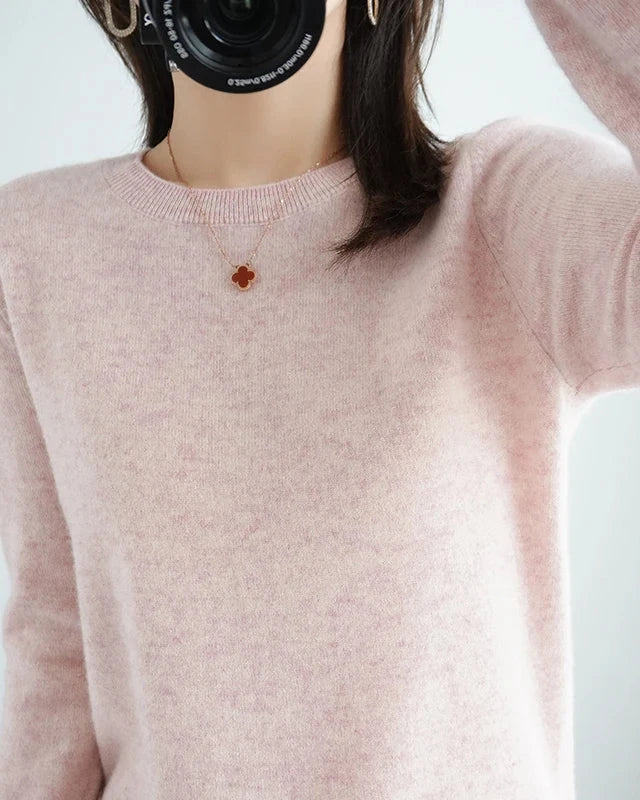 Merino Wool Round Neck Pullover Sweater