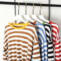 Round-Neck Wool Striped Pullover Sweater