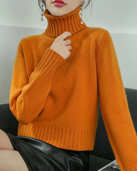 Wool Turtleneck Slim Knit Sweater