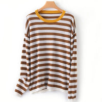 Round-Neck Wool Striped Pullover Sweater