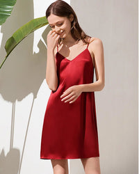 Deep-V Spaghetti-Strap Mini Nightgown