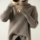 Ribbed Knit Turtleneck Wool Sweater