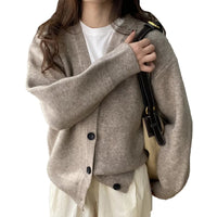 Casual V-Neck Solid Short Cardigan