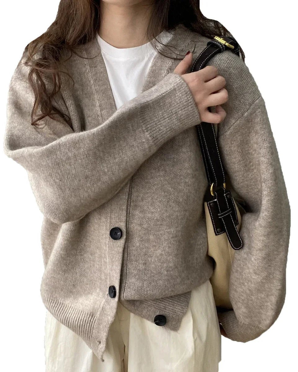 Casual V-Neck Solid Short Cardigan