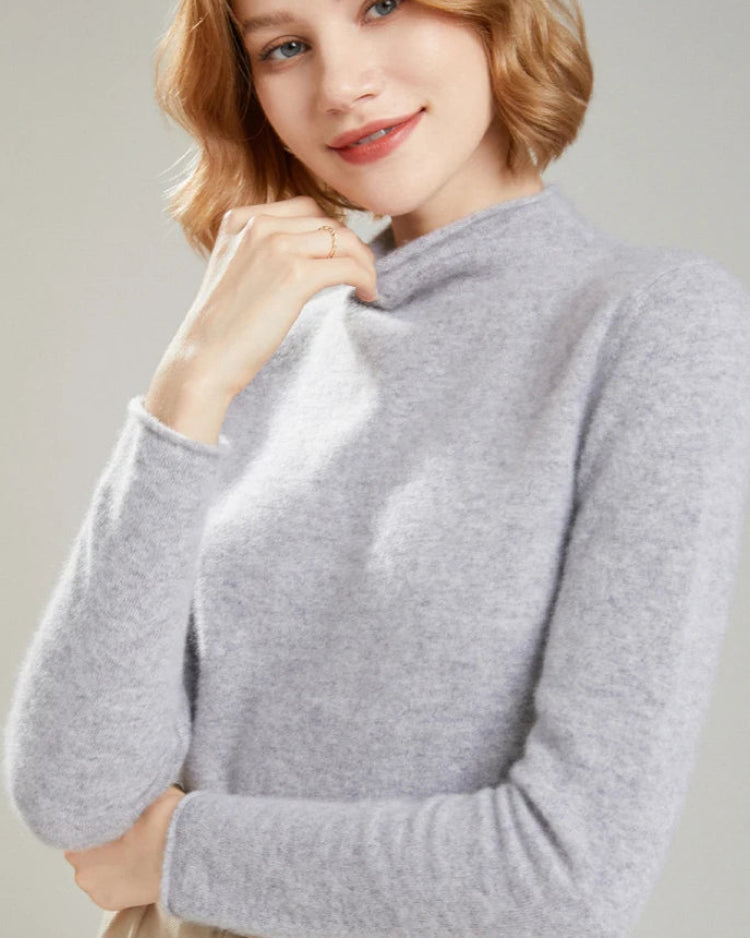 Wool Mock Neck Knit Pullover Sweater