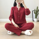 Long Sleeve Shirt & Trouser Cotton Pajamas Suit