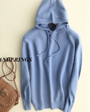 Hooded Loose-Fit Solid Knit Pullover Sweater