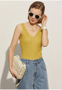 Solid V-neck Sexy Slim Vest