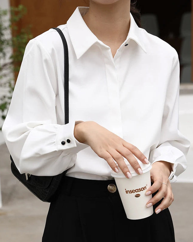 Straight Cut Office Blouse Long Sleeve