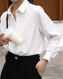 Straight Cut Office Blouse Long Sleeve