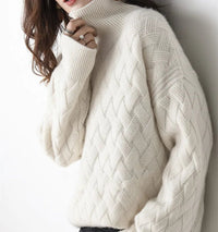 Slouchy Turtleneck Wool Sweater