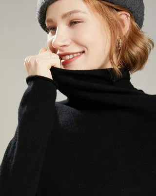 Solid Color Turtleneck Wool Pullover Sweater