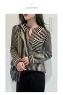 Striped Turn-down Collar Wool Knitted Shirt