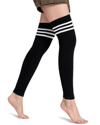 Striped Knit Cotton Blend Leg Warmers