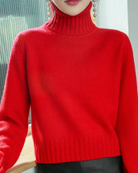 Wool Turtleneck Slim Knit Sweater