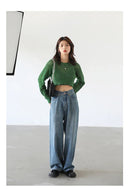 High Waist Wide Leg Denim Pants