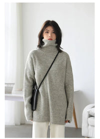 Loose Fit Ribbed High Neck Sweater