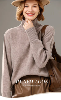 Turtleneck Solid Color Cashmere Sweater