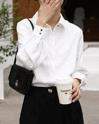 Straight Cut Office Blouse Long Sleeve