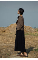 Wool Blend Knitted Long Skirt