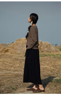 Wool Blend Knitted Long Skirt