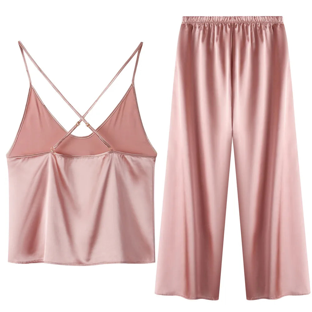 Camisole and Pants Satin Pajama Set