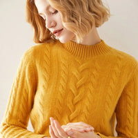 Cable Knit O-neck Wool Sweater