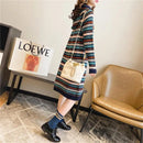 Oversized Striped Knitted Hooded Dress