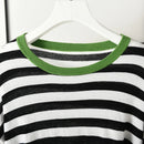 Round-Neck Wool Striped Pullover Sweater
