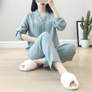 Long Sleeve Shirt & Trouser Cotton Pajamas Suit