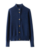 Wool Half High Neck Cardigan