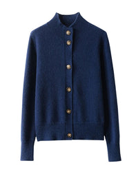 Wool Half High Neck Cardigan
