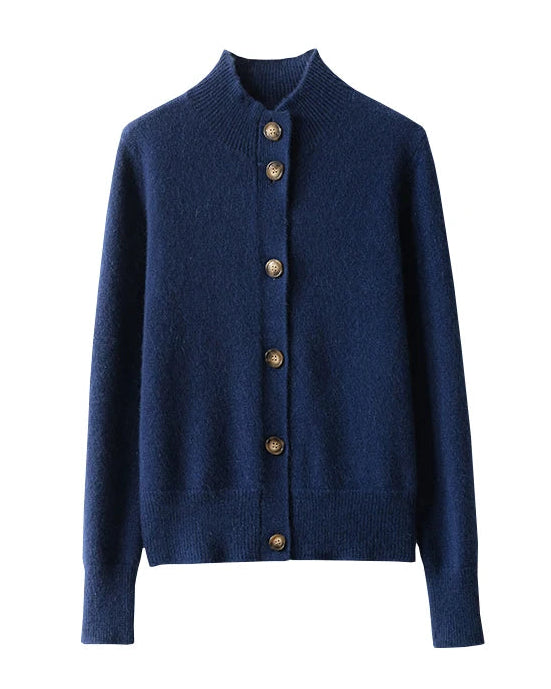 Wool Half High Neck Cardigan