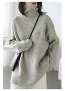 Loose Fit Ribbed High Neck Sweater