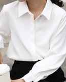 Straight Cut Office Blouse Long Sleeve