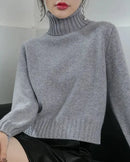 Wool Turtleneck Slim Knit Sweater