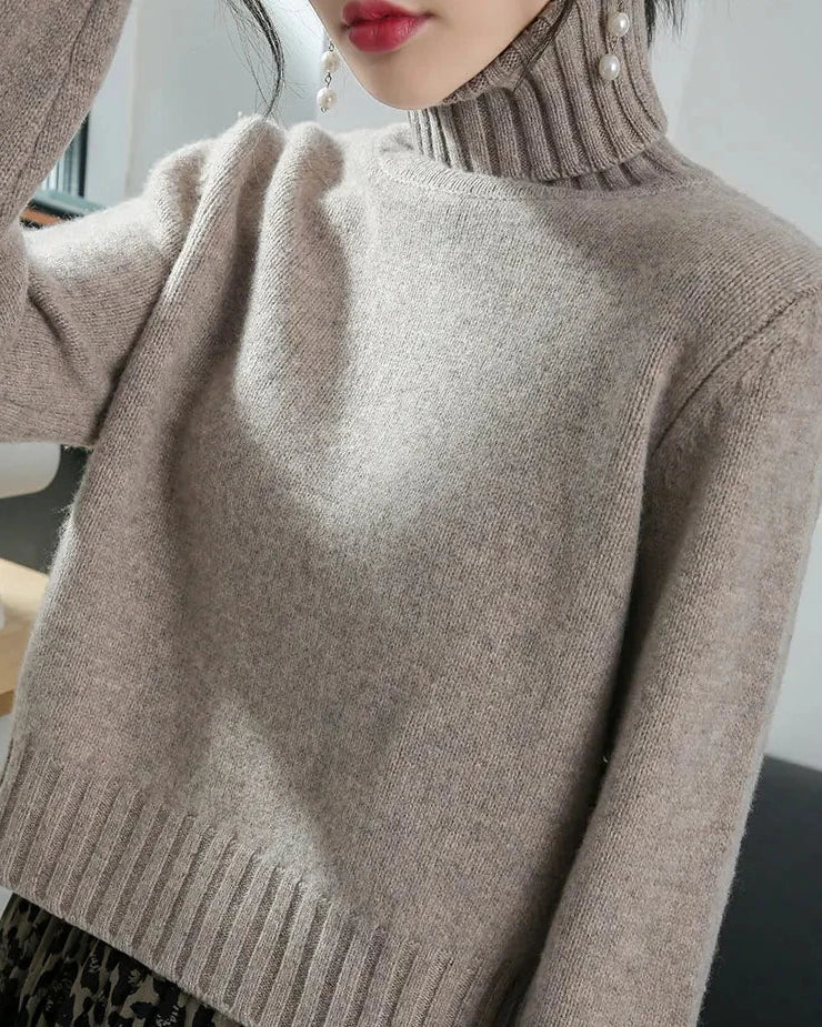 Wool Turtleneck Slim Knit Sweater