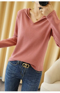 Solid Cotton Knitted Hoodie