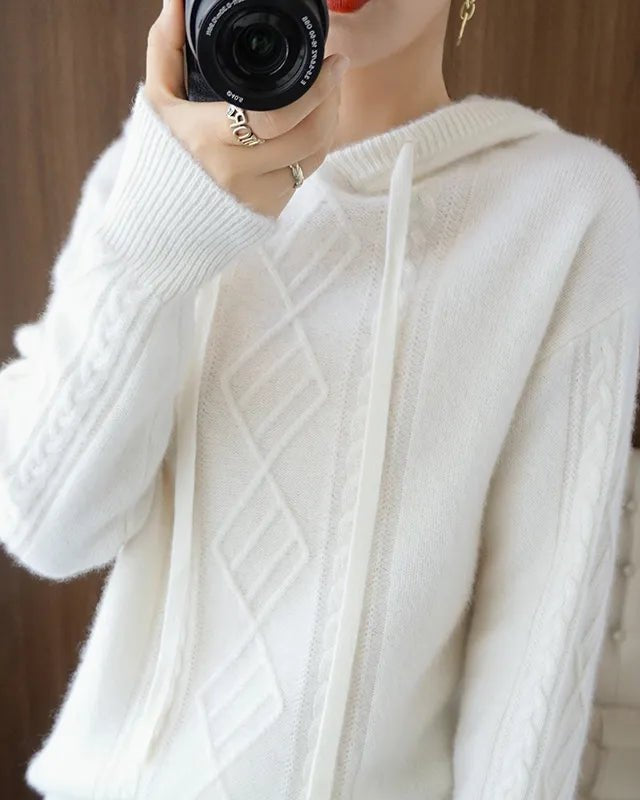Drawstring Wool Blended Hoodie