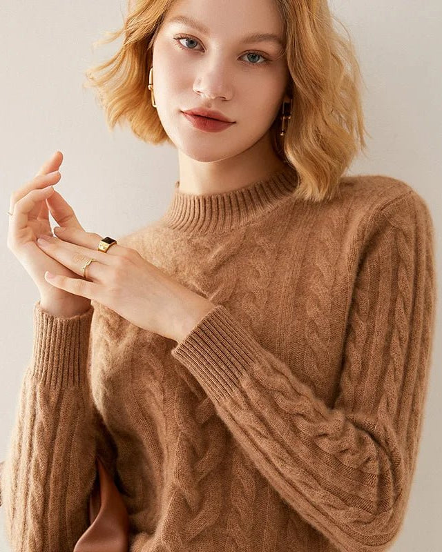 Cable Knit O-neck Wool Sweater
