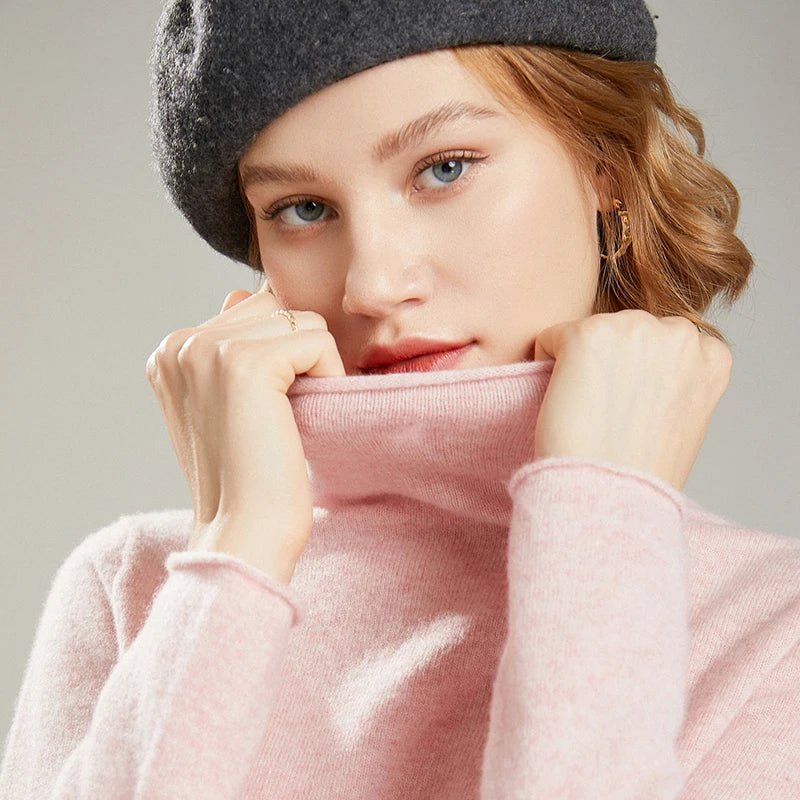 Solid Color Turtleneck Wool Pullover Sweater