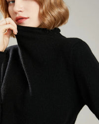 Wool Mock Neck Knit Pullover Sweater