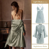 Sexy Lace Nightdress & Short Robe Set