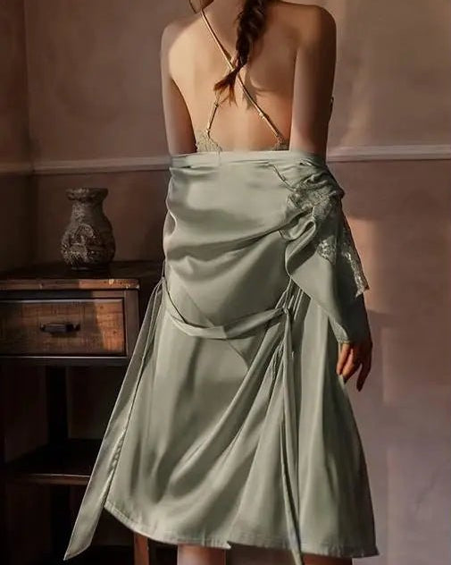 Sexy Lace Nightdress & Short Robe Set